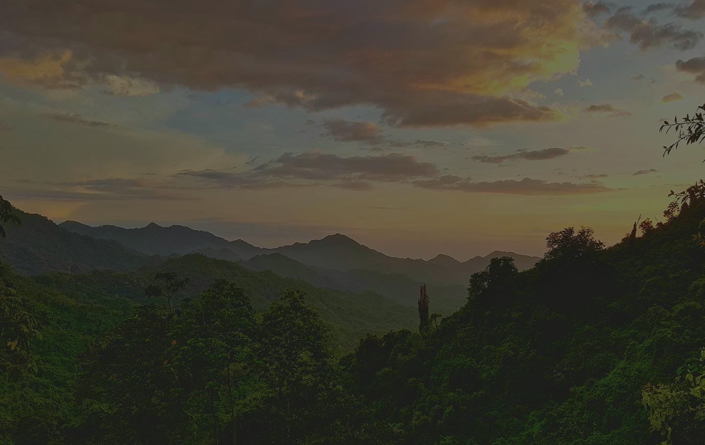 Paisaje colombiano con montañas y cultivos